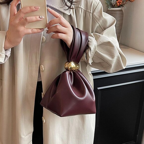 Burgundy Wristlet Purse for Women Lightweight PU Leather Small Handbag Wristlet - Picture 5 of 7